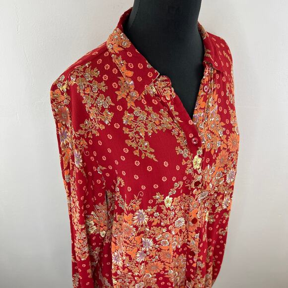 ASOS 70's Slim Fit Button-Up Long Sleeve Shirt in Retro Daisy Print Top Plus 16 - Picture 5 of 7